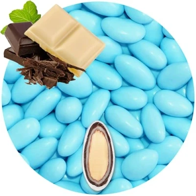 Afbeelding van EinsSein 0,5 kg dubbele bonbons lichtblauw mat amandelen bruiloft doop snoep confetti bad voor gastgeschenken, snoepjes,