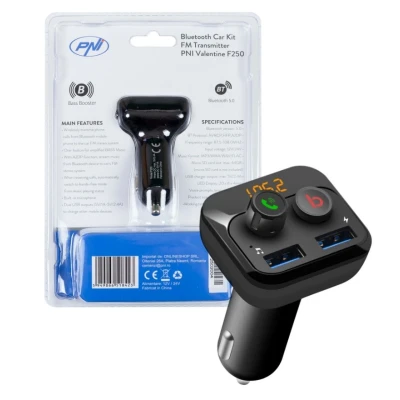 Afbeelding van PNI Modulator FM F250 Bluetooth 5.0 transmitter met Bass Booster + car kit functie