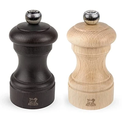 Afbeelding van Peugeot Bistro Handmatige zout en pepermolen Set Verstelbare slijpmachines Beukenhout, Chocolade Natural, 10 cm