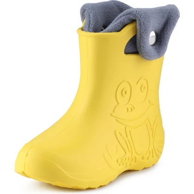 Afbeelding van Ladeheid LA CA FrogButton Kinder Regenlaarzen Rubber met Binnenschoen EVA Wasbare Geel/Grijs 32/33