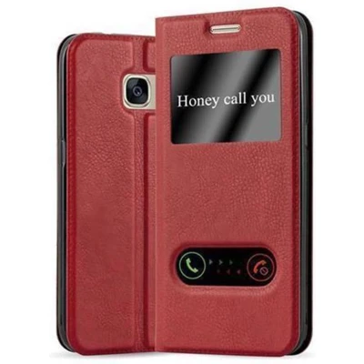 Afbeelding van Cadorabo Hoesje geschikt voor Samsung Galaxy S7 in SAFRAN ROOD Beschermhoes met magnetische sluiting, standfunctie en 2 kijkvensters Book Case Cover Etui