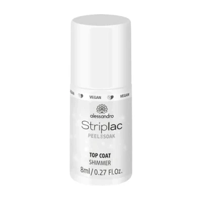 Afbeelding van alessandro Striplac Top Coat Shimmer UV toplaag voor een glinsterende en glanzende afwerking sneldrogend beschermend veganistisch dierproefvrij 8 ml