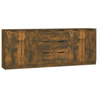 Image de vidaXL Buffets 3 pcs Chêne fumé Bois d&#039;ingénierie3115801
