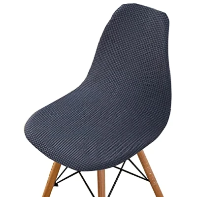 Afbeelding van Highdi Set van 1/2/4/6 Fluwelen Scandinavische jacquard, Effen kleur hoezen voor eetkamerstoelen, stoelen zonder leuning de keuken, woonkamer, kantoor (donkergrijs, 6 stuks)