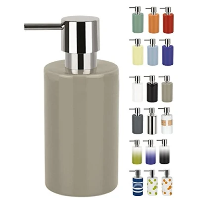 Afbeelding van Spirella zeeppompje/dispenser Sienna glans beige porselein 16 x 7 cm 300 ml badkamer/toilet/keuken