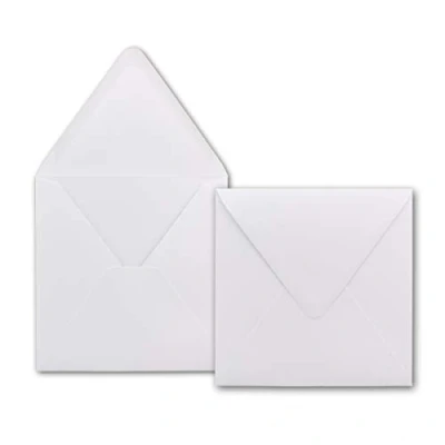 Afbeelding van Vierkante enveloppen met plakstrips nat lijmen zuiver wit 160 x mm 75 stuks stralend
