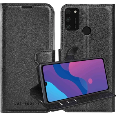 Afbeelding van Cadorabo Hoesje geschikt voor Honor 9A in PHANTOM ZWART Beschermhoes met magnetische sluiting, standfunctie en kaartvakje Book Case Cover Etui
