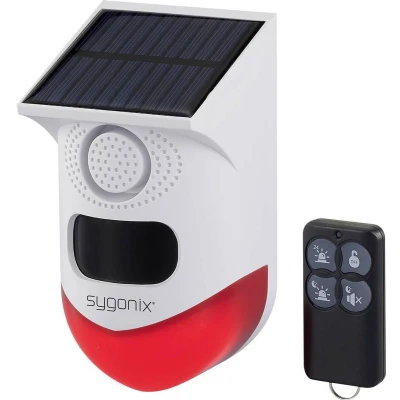 Afbeelding van Sygonix Mini alarmsysteem Wit, Rood Met LED, bewegingsmelder, afstandsbediening, Op zonne energie, WiFi 120 dB SY 6515320