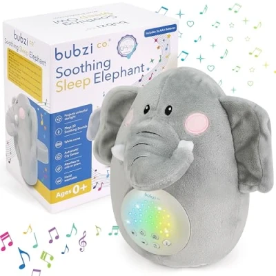 Afbeelding van Nachtlampje voor baby&#039;s, sensor, geactiveerd door Cry kinderen, zacht, olifant, cadeau, baby, pluche, slaapliedje, lawaai, wit, geluiden, muziek, speelgoed, geboorte,