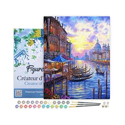 Afbeelding van Figured&#039;Art Schilderen op Nummer Volwassenen met lijst Het Canal Grande van Venetië Handwerk acrylverf Kit DIY Compleet 40x50cm Canvas al ingelijst