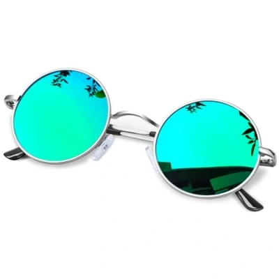Afbeelding van KANASTAL Ronde zonnebril voor mannen, retro, rond, dames, gepolariseerd, hippie, carnaval, zonnebril, metalen frame, 100% uv bestendig,