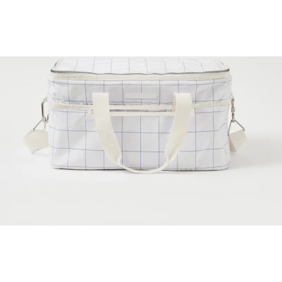 Afbeelding van Sunnylife Picnic Koeltas Canvas Isolerend 30 liter Check Coconut White / Cotton