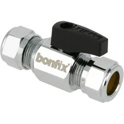 Afbeelding van BONFIX kogelkraan 2 x knel chroom met knop bediening