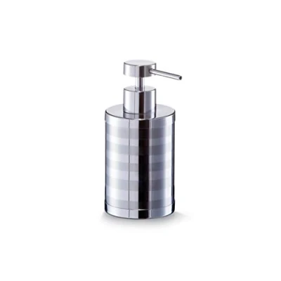 Afbeelding van Zeller Zeeppompje/dispenser edelstaal/rvs streep motief 15 cm