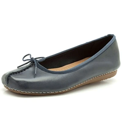 Afbeelding van Clarks Freckle Ice Ballerina&#039;s, Dames, Maat: 38, Dunkelblau Leer