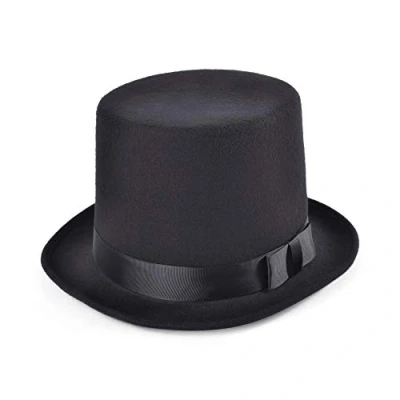 Afbeelding van Rubies Carnaval verkleed Hoge hoed zwart wol vilt voor volwassenen Engelsman/gentleman/aristocraat/sneeuwpop