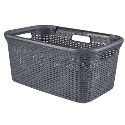 Afbeelding van CURVER Wasmand 45 l, rotanlook, antraciet, 59,2 x 38 27 cm, kunststof