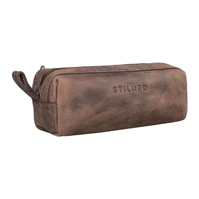 Afbeelding van STILORD &#039;Linus&#039; lederen pennenetui vintage etui pennen pennenhouder school mannen en vrouwen, Veleta Bruin, Classic