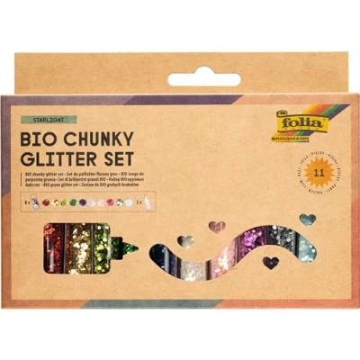 Afbeelding van folia 5891 Starlight 10 dozen biologische glitter chunky met 90 g decoratieve lijm, organische in verschillende kleuren, voor decoratie en