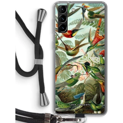 Afbeelding van Case Company® hoesje met Koord geschikt voor Samsung Galaxy S21 Plus Haeckel Trochilidae Telefoonhoesje Zwart Bescherming aan alle Kanten en Over de Schermrand