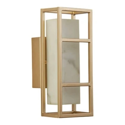 Afbeelding van Mirage LED wandlamp, hoogte 40 cm, goud, staal, IP44