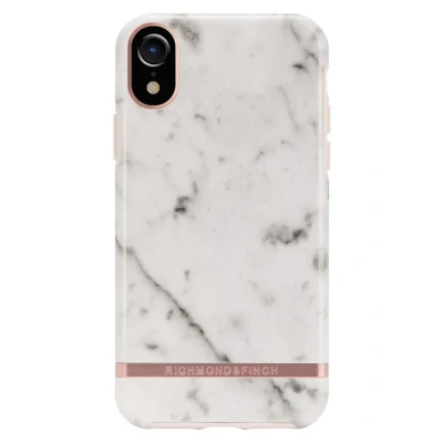 Afbeelding van Richmond &amp; Finch White Marble Rose Gold details for iPhone XR colourful