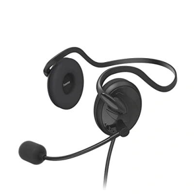 Afbeelding van Hama headset met microfoon (bekabelde hoofdtelefoon, 3,5 mm jackstekker, aux, stereo hoofdtelefoon kabel, on ear pc microfoonarm en nekband, 2 m audiokabel) zwart