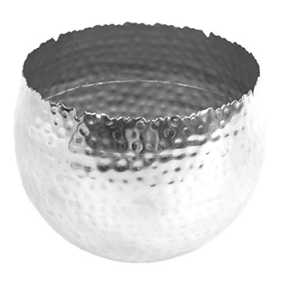 Afbeelding van Leaf Grote bloempot van metaal met gebogen rand, zilverkleurig, 22 cm x 17
