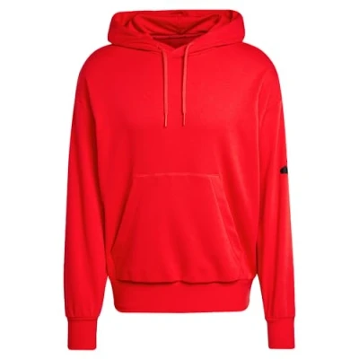 Image de adidas Homme ESSENTIALS LOSE FIT THREE BAR TERRY HOODIE, Pure Ruby/Black, M