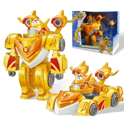Afbeelding van super Wings robot Suit Golden Boy, transformeerbaar figuur, ca. 18 cm, combinatie van 2 in 1 en auto, kinderspeelgoed 3, 4, 5, 6, 7, 8, 9, 10 jaar, jongens meisjes