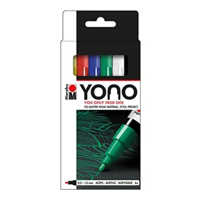 Afbeelding van Marabu YONO Marker Set 6 kleuren 0.5 tot 1.5 mm ronde punt