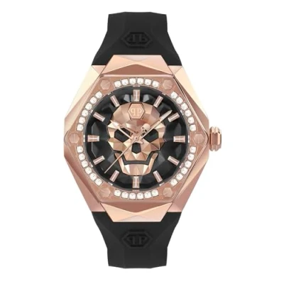 Afbeelding van Philipp Plein The $Kull Spikes PWPWA0424 Horloge Siliconen Zwart Ø 45 mm