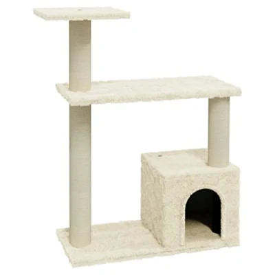 Afbeelding van vidaXL Kattenkrabpaal met sisal krabpalen 70 cm crèmekleurig