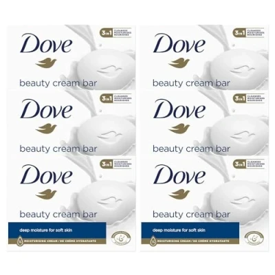 Afbeelding van Dove Original Beauty Cream Bar 3 in 1 reinigt, hydrateert en verzorgt sulfaatvrije badzeep voor een zachte gladde huid, geschikt dagelijks gebruik, 6 x 90 g
