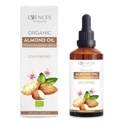 Afbeelding van Essences Bulgaria Biologische amandelolie, 100 ml, 100% natuurlijke koudgeperste olie, therapeutische kwaliteit, familieboerderij, massagebasisolie, vochtinbrengende crème, ideale