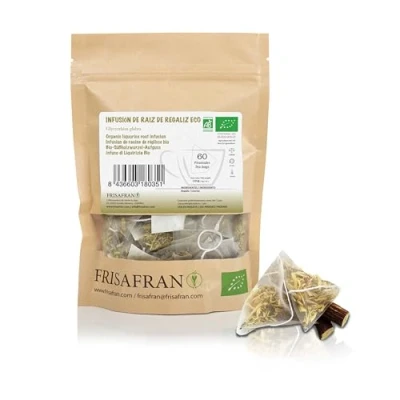 Afbeelding van FRISAFRAN Zoethout Piramide Infusie Stick EcologischpaloduzDirect van de producentgeteeld in Navarra 60Uds