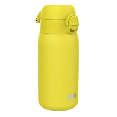Afbeelding van ION8 Thermosfles voor kinderen, roestvrij staal, 320 ml, lekvrij, gemakkelijk te openen, veilige vergrendeling, vaatwasmachinebestendig, draaggreep, duurzaam, geel