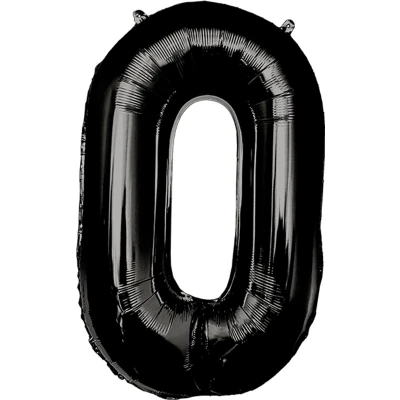 Afbeelding van Zwarte folie ballon cijfer 0 86cm