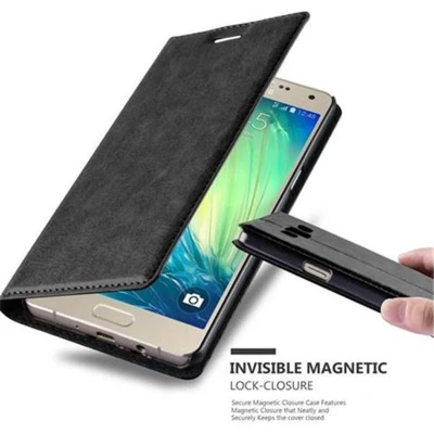 Afbeelding van Cadorabo Hoesje geschikt voor Samsung Galaxy A5 2015 in ZWARTE NACHT Beschermhoes met magnetische sluiting, standfunctie en kaartvakje Book Case Cover Etui
