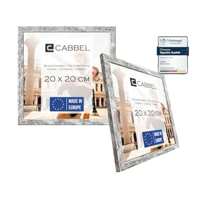 Afbeelding van CABBEL Set van 2 fotolijsten 20 x cm berk fotolijst stevige mdf houten lijst onbreekbaar plexiglas om op te hangen en neer zetten, ideaal voor foto&#039;s/afbeeldingen/collage