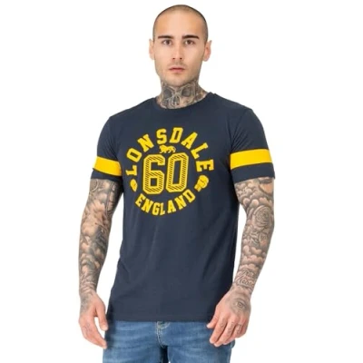 Afbeelding van Lonsdale T Shirt Askerswell normale Passform Navy/Yellow XXL