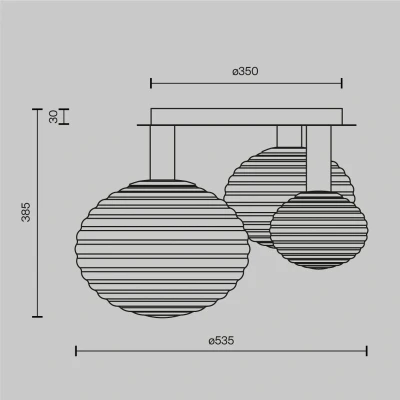 Afbeelding van Maytoni plafondlamp Haspels, 3 lamps, goudkleurig / wit, glas