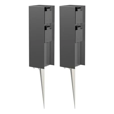 Afbeelding van ledscom.de POMI Tuincontactzuil met pen voor buiten, 2 stuks, IP44, voudig, antraciet, vierkant, 23 cm