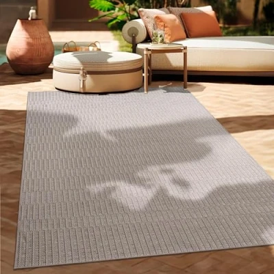 Afbeelding van Paco Home Vloerkleed voor binnen en buiten, balkon, terras, keuken, etnische motief, boho, modern, afmetingen: 120 x 160 cm, kleur: beige 5