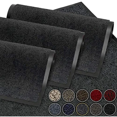 Afbeelding van GadHome Deurmat, antracietgrijs, 90 x 120 cm, buitendeurmat, vochtwerend, wasbaar, robuuste antislip mat, stofwerend, deurmat voor gang, inkomhal, keuken of slaapkamer