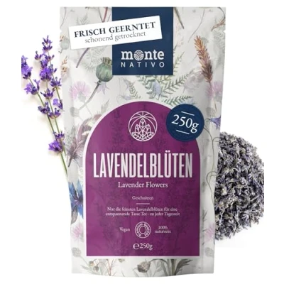 Afbeelding van Monte Nativo gedroogde lavendelbloemen (250 g), 100% zuiver en natuurlijk, bloemen, voor lavendelzakjes, potpourri, thee of parfum