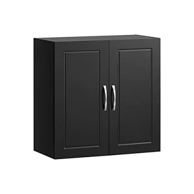 Afbeelding van SoBuy FRG231 SCH badkamerkast wandkast met twee deuren keukenkast medicijnkast zwart LHT ca. 60 x 30 cm