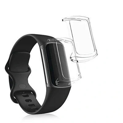 Afbeelding van kwmobile 2x smartwatch hoes geschikt voor Fitbit Charge 6 / 5 hoesje Siliconen sporthorloge cover Activity tracker case in transparant