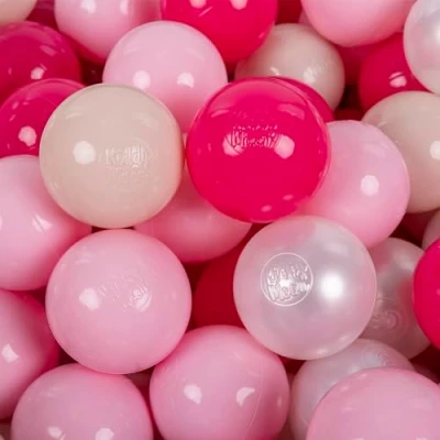 Afbeelding van KiddyMoon 100 ballen/7 cm kleurrijke plastic ballen voor zwembad kinderen baby gemaakt in de EU, pastelbeige/poederroze/parel/donkerroze