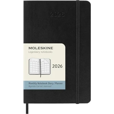 Afbeelding van Moleskine 12 Maanden Agenda 2026 Maandelijks Pocket Zachte Kaft Zwart